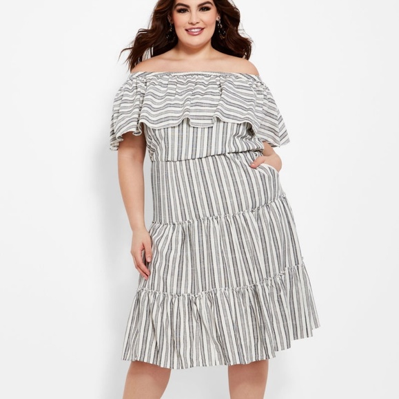 3X (22/24) PLUS SIZE NWT Off The Shoulder Dress - Picture 1 of 3